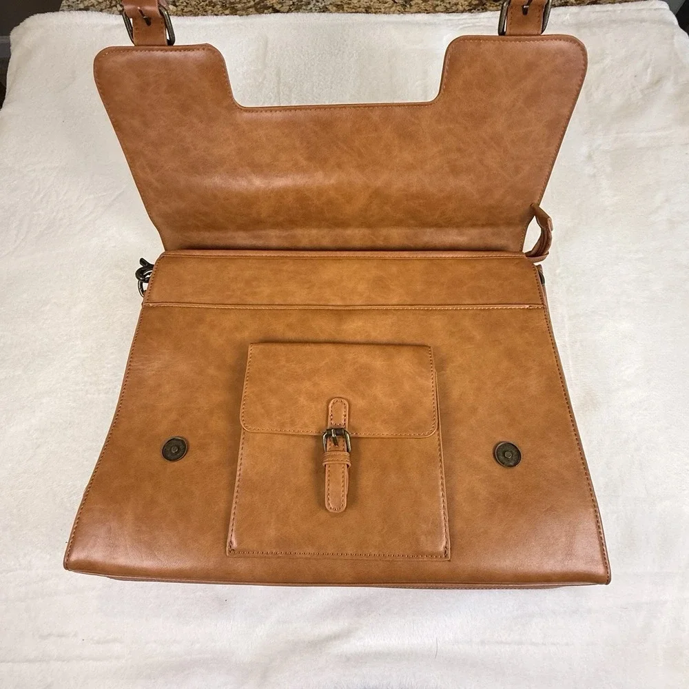 Brown Laptop Messenger Bag Briefcase Satchel Shoulder Bag Vintage Style 16